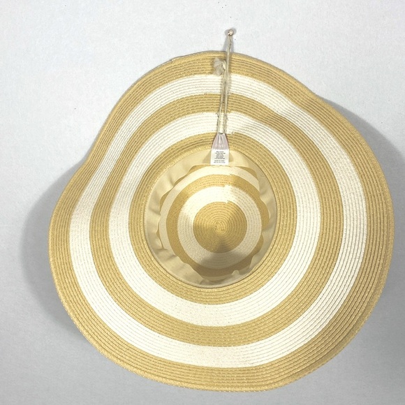 Shade & Shore Striped Tan and White Sun Hat - Picture 7 of 12